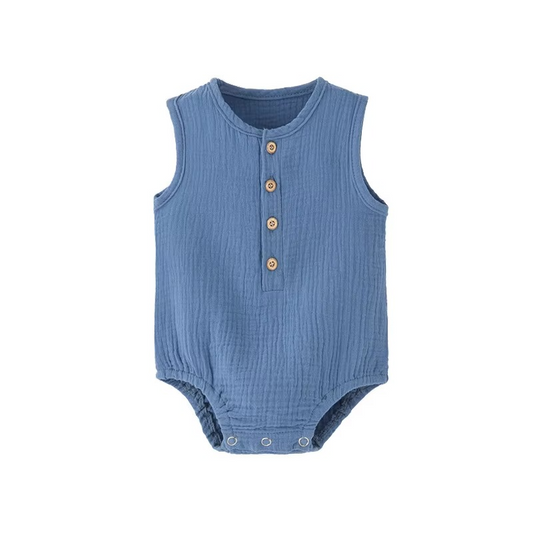 Summer Solid Newborn Baby 100% Cotton Linen Bodysuits