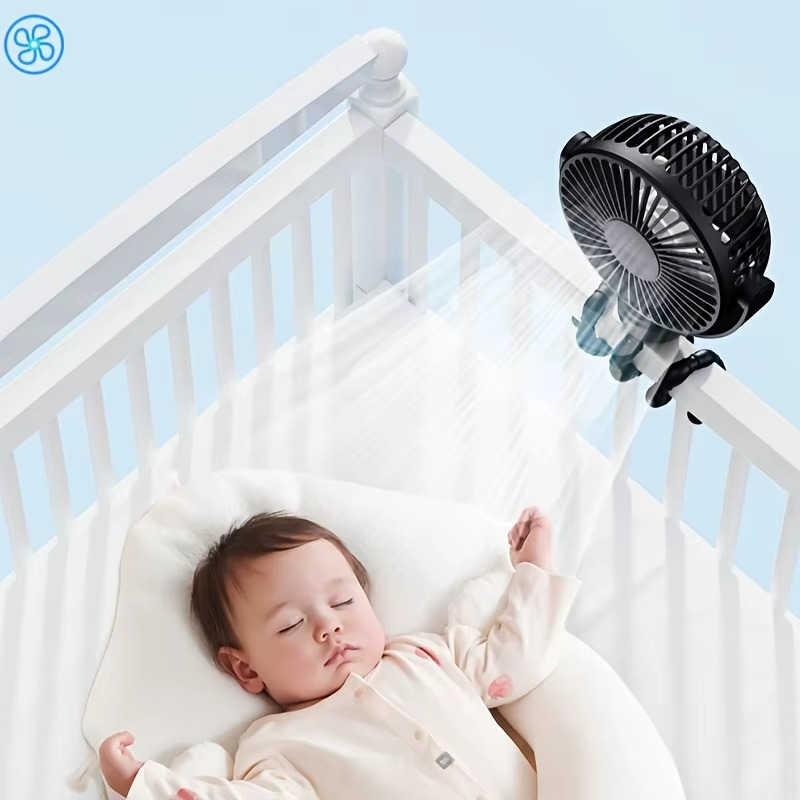 Portable Flexible Tripod Mini Fan 3-Speed Rechargeable Stroller Fan with 360° Rotation