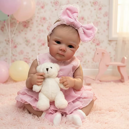 JOYORA Realistic Rebirth Doll Pink Dress Fashion Doll High Quality Soft Vinyl 3D