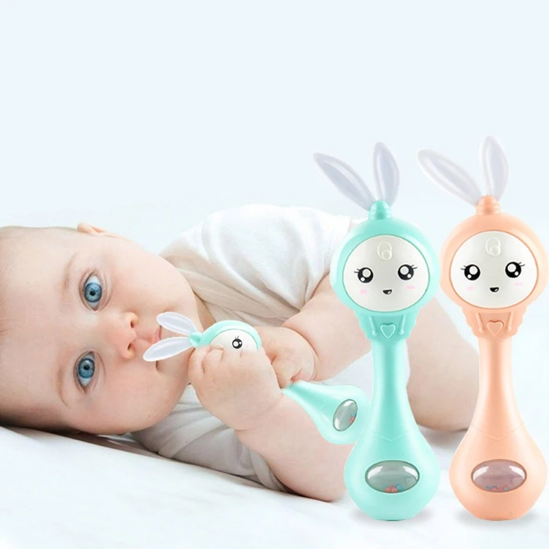 Baby Rattles Teether Rattle Toy Musical Flashing Hand Bells