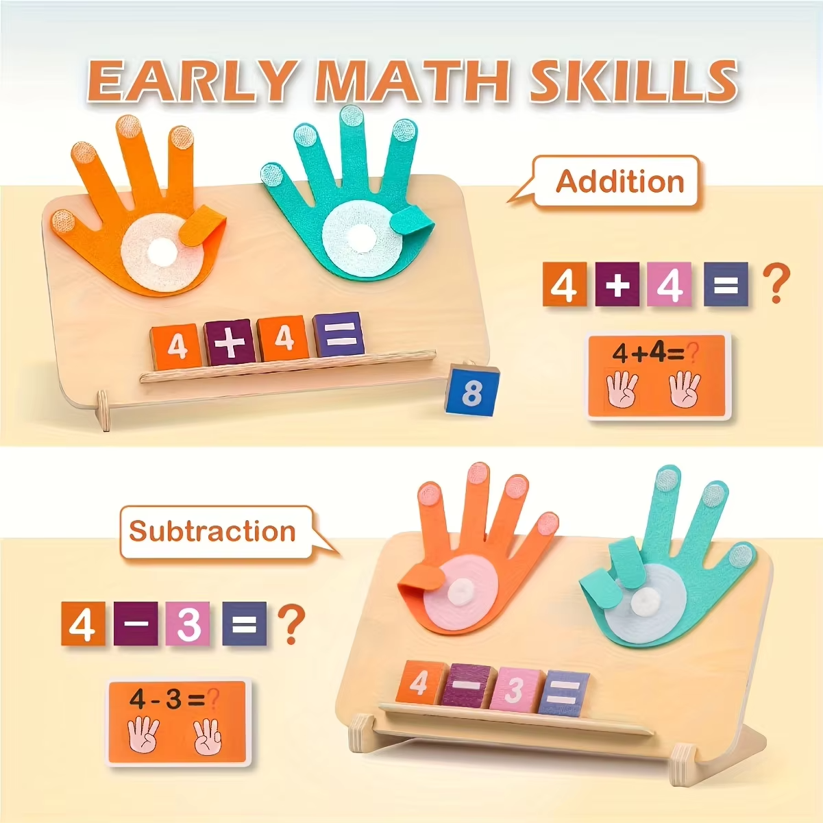Wooden arithmetic learning board for children