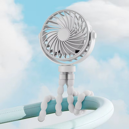Portable Flexible Tripod Mini Fan 3-Speed Rechargeable Stroller Fan with 360° Rotation