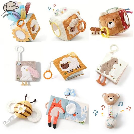 3D Plush Baby Cloth Book With Teether Ring