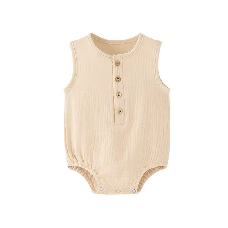 Summer Solid Newborn Baby 100% Cotton Linen Bodysuits