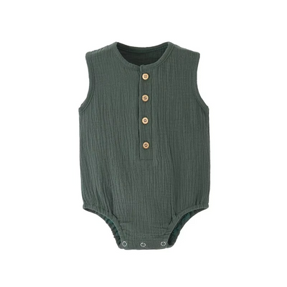 Summer Solid Newborn Baby 100% Cotton Linen Bodysuits