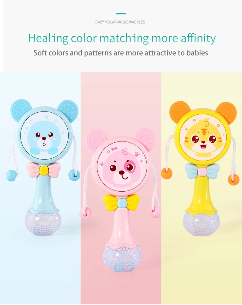 Baby Rattles Teether Rattle Toy Musical Flashing Hand Bells