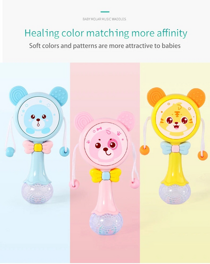 Baby Rattles Teether Rattle Toy Musical Flashing Hand Bells