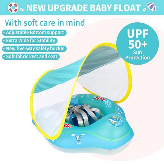 Swimbobo New Upgrade Baby Swimming Pool Float With Canopy Inflatable Infant Floating Ring