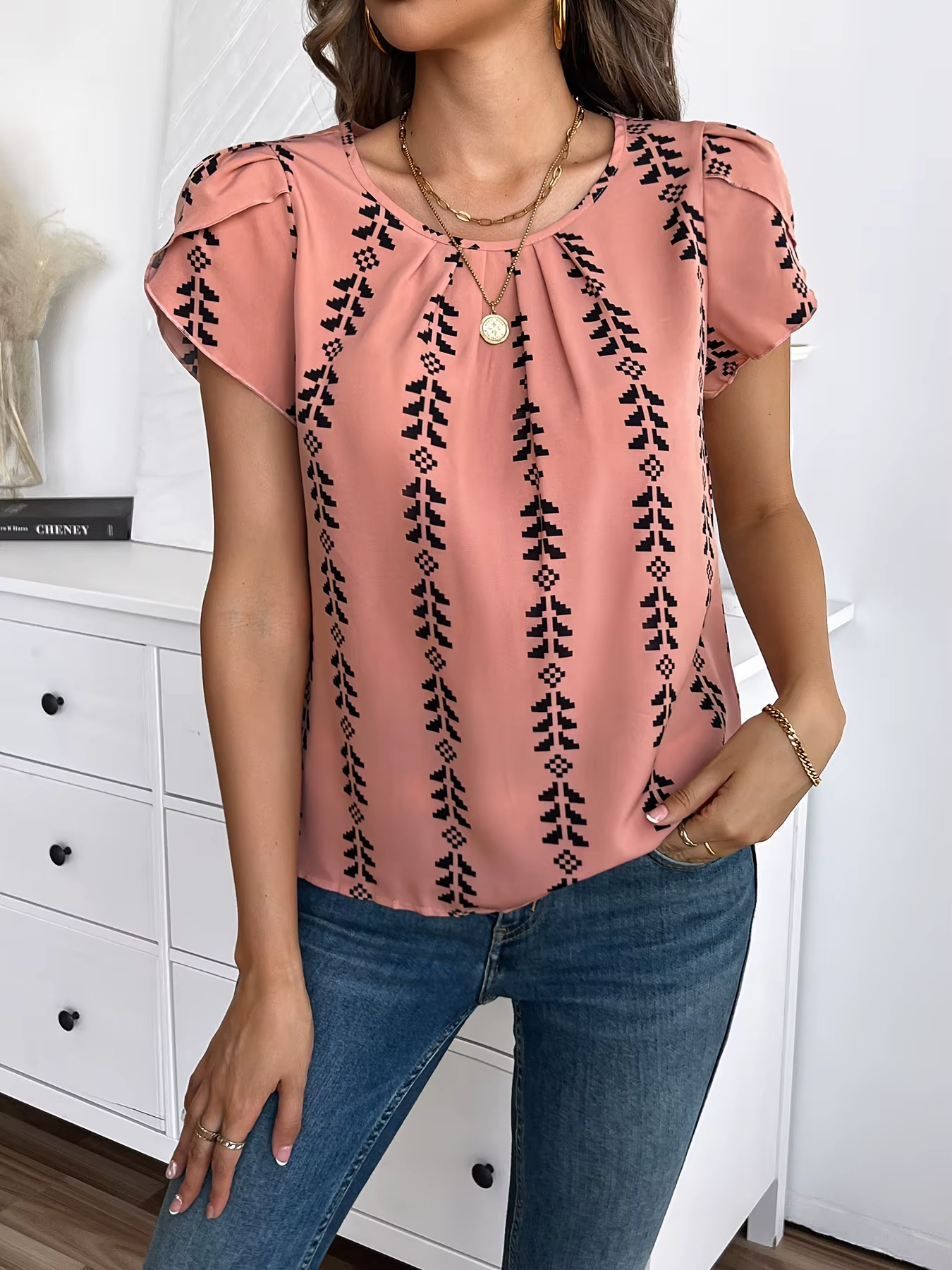 Floral Sleeve Print Shirt Women's Fashion Soft Cotton Blouse