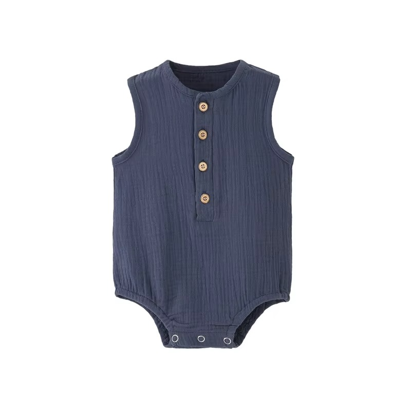 Summer Solid Newborn Baby 100% Cotton Linen Bodysuits