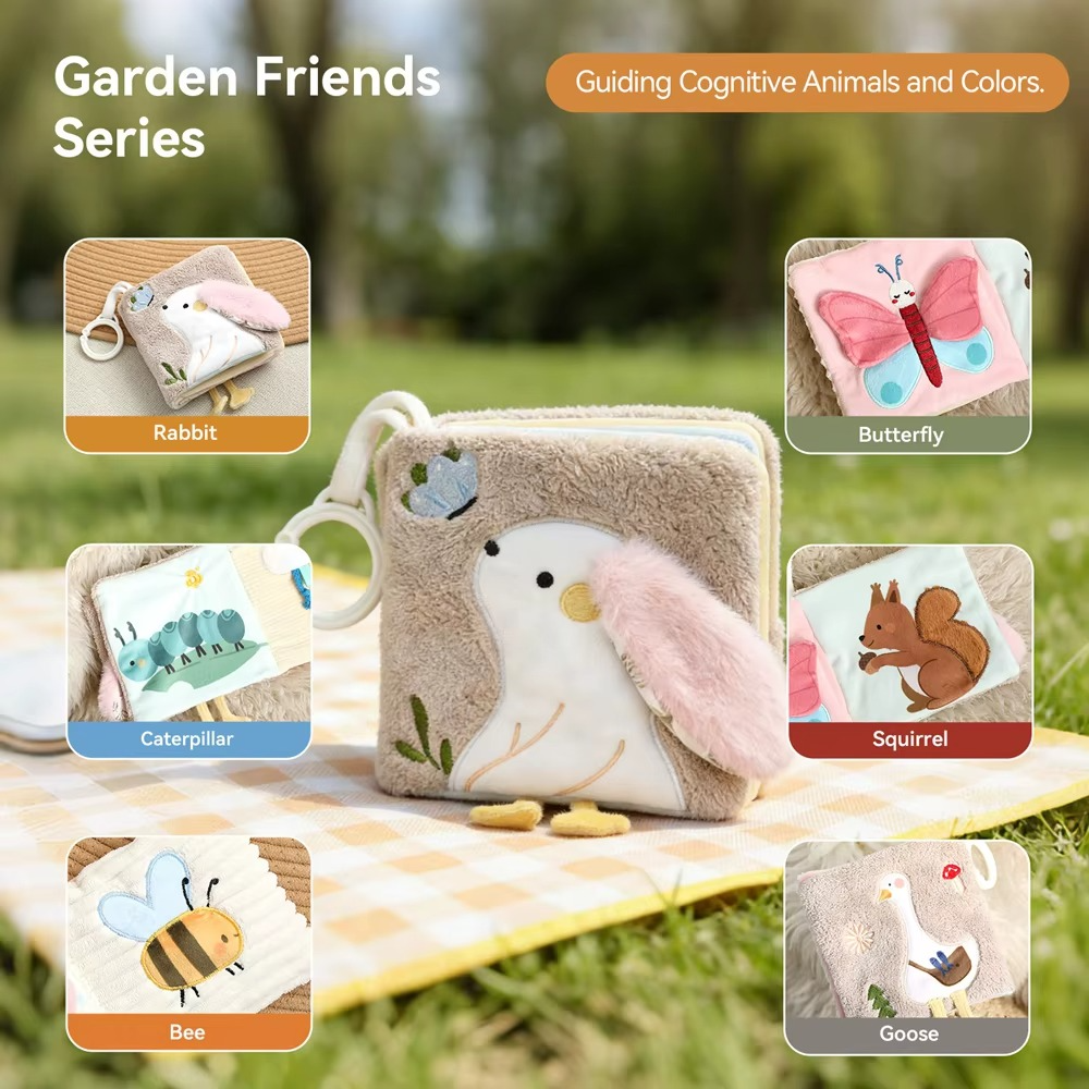 3D Plush Baby Cloth Book With Teether Ring