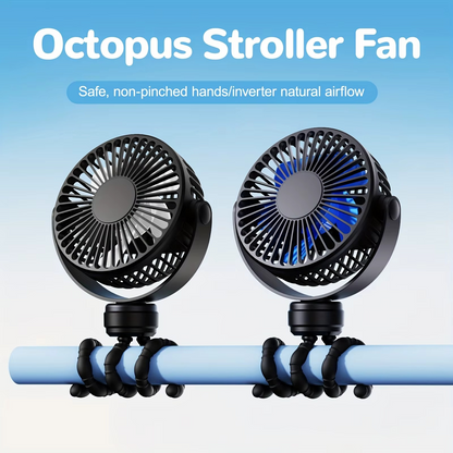 Portable Flexible Tripod Mini Fan 3-Speed Rechargeable Stroller Fan with 360° Rotation