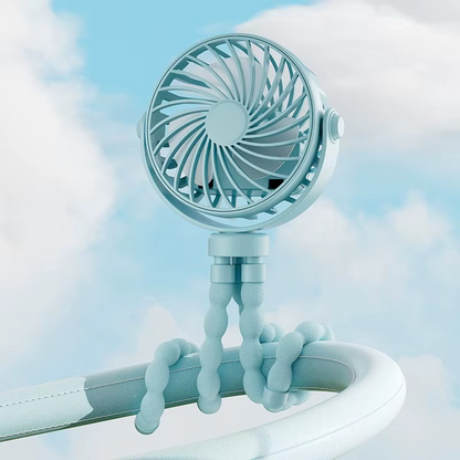 Portable Flexible Tripod Mini Fan 3-Speed Rechargeable Stroller Fan with 360° Rotation