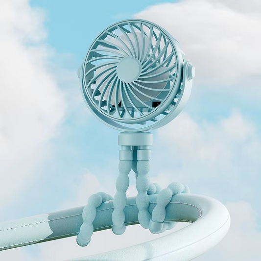 Portable Flexible Tripod Mini Fan 3-Speed Rechargeable Stroller Fan with 360° Rotation