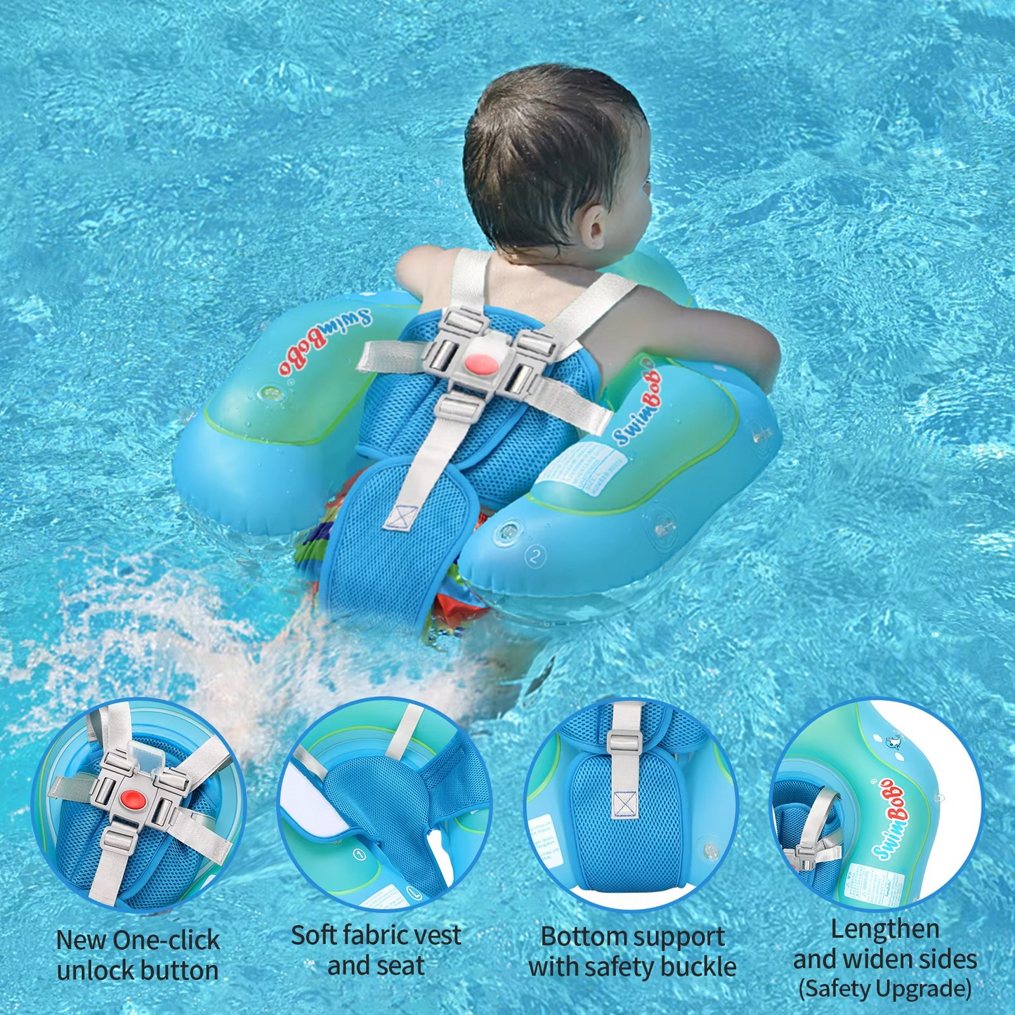 Swimbobo New Upgrade Baby Swimming Pool Float With Canopy Inflatable Infant Floating Ring