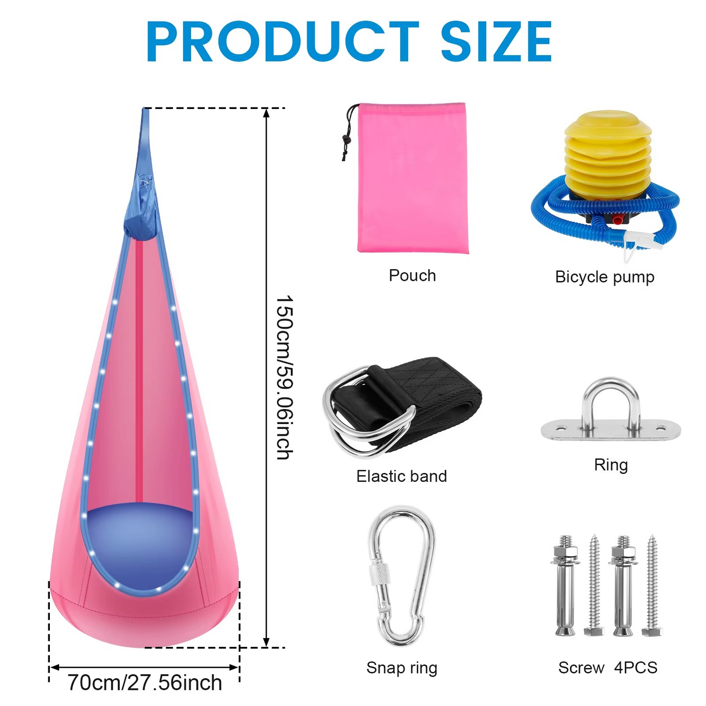 Inflatable Swing Chair Children Hanging Hammock With LED Light