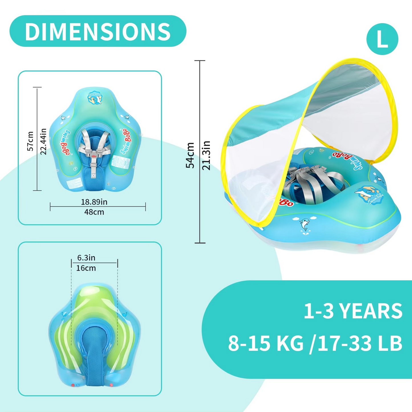 Swimbobo New Upgrade Baby Swimming Pool Float With Canopy Inflatable Infant Floating Ring