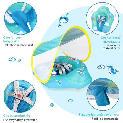 Swimbobo New Upgrade Baby Swimming Pool Float With Canopy Inflatable Infant Floating Ring