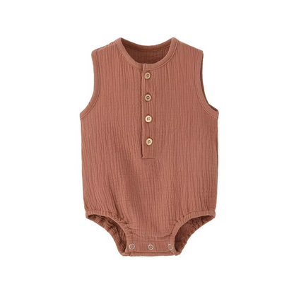 Summer Solid Newborn Baby 100% Cotton Linen Bodysuits