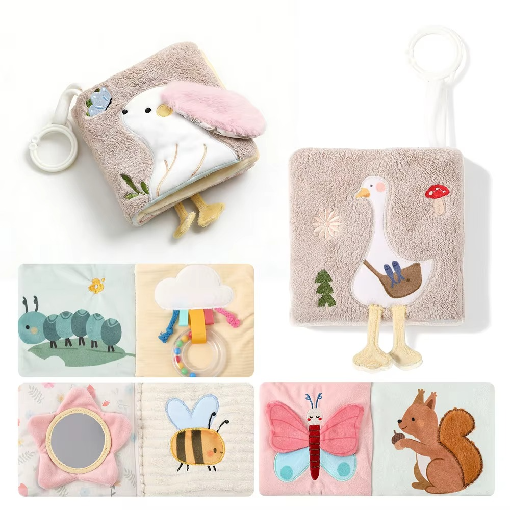 3D Plush Baby Cloth Book With Teether Ring