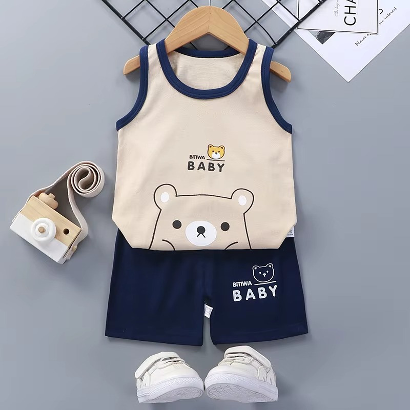 Summer Vest Boys Girls Pajamas Sets
