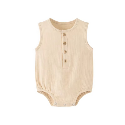 Summer Solid Newborn Baby 100% Cotton Linen Bodysuits