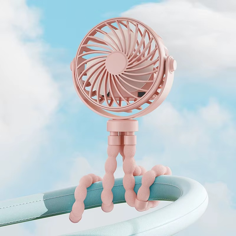 Portable Flexible Tripod Mini Fan 3-Speed Rechargeable Stroller Fan with 360° Rotation