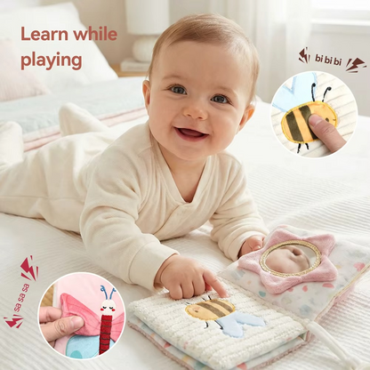 3D Plush Baby Cloth Book With Teether Ring