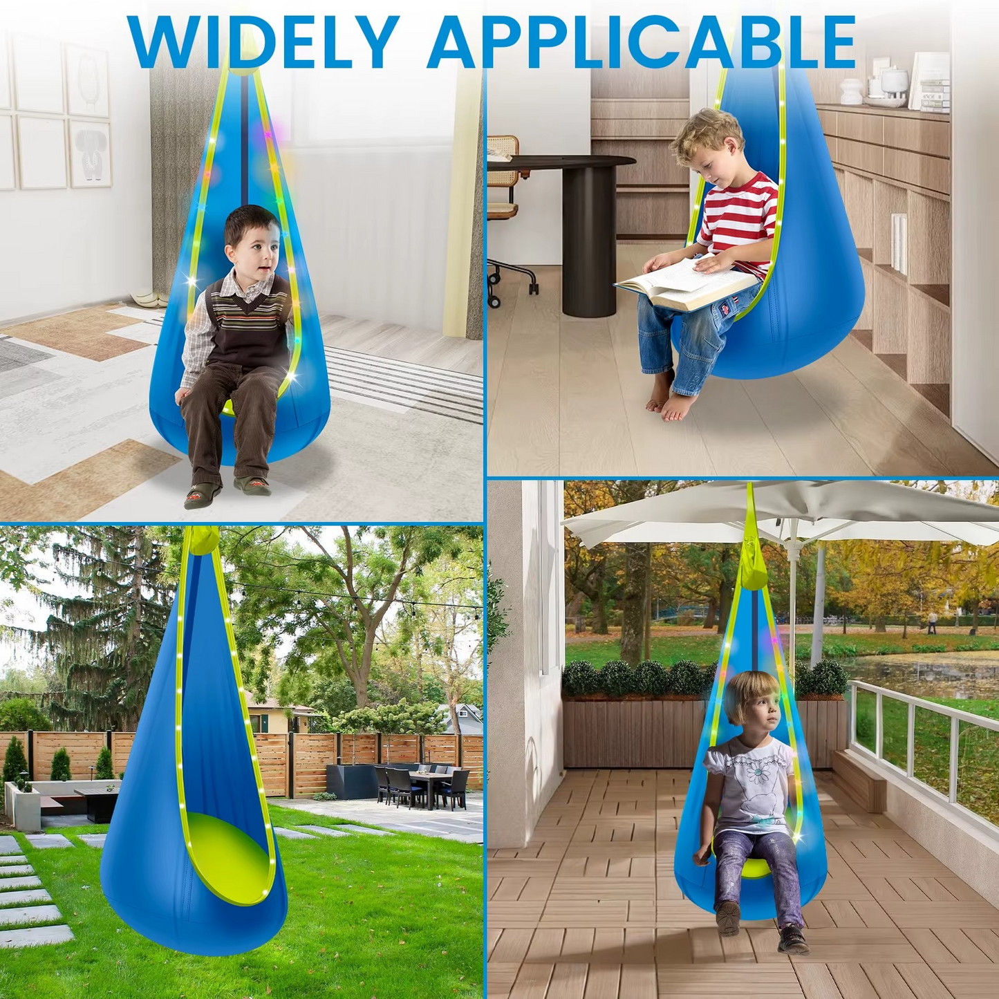 Inflatable Swing Chair Children Hanging Hammock With LED Light