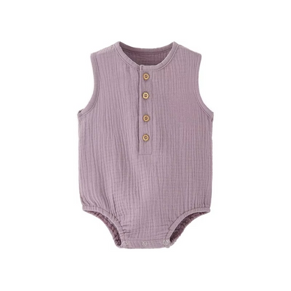 Summer Solid Newborn Baby 100% Cotton Linen Bodysuits